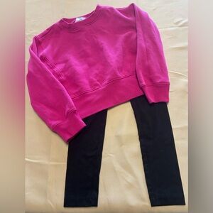 Pink Sweatshirt and Black Leggings‎ Set